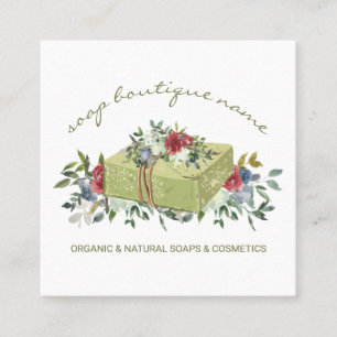 Carte De Visite Carré Savon Boutique Vert traditionnel