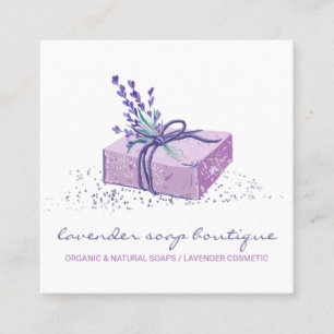 Carte De Visite Carré Savon Lavande Cosmétique de Bain Violet