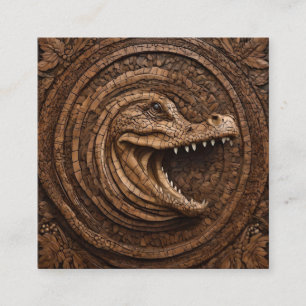 Carte De Visite Carré Scary Jaws : Australian Crocodile Wood Print,