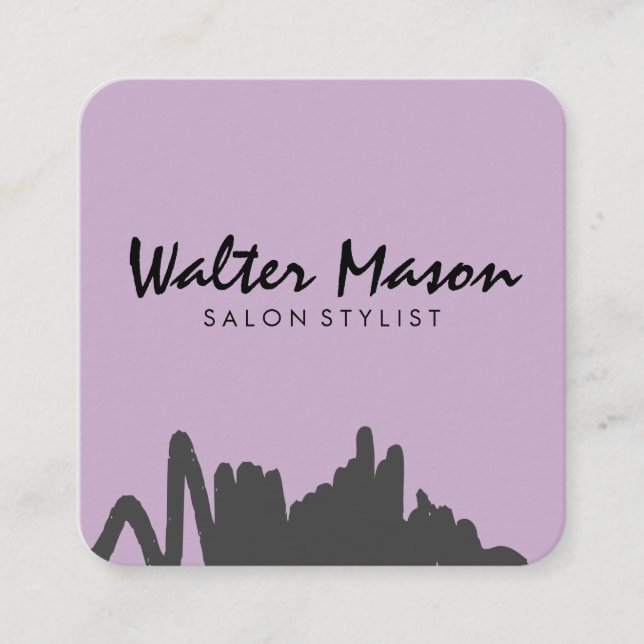 Carte De Visite Carré Scribble violet expressif (Devant)