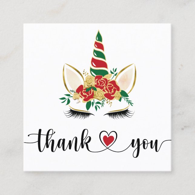 Carte De Visite Carré Script artisanal de Noël merci pour votre commande (Devant)