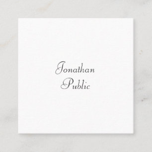 Carte De Visite Carré Script de calligraphie personnalisée Élégant Modèl