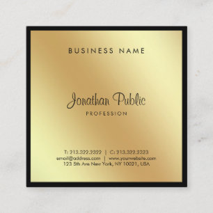 Carte De Visite Carré Script Glam Noir Or à la mode professionnel