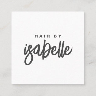 Carte De Visite Carré Script minimaliste moderne de liste de cheveux