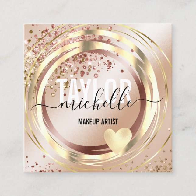 Carte De Visite Carré script moderne girly parties scintillant tendance  (Devant)