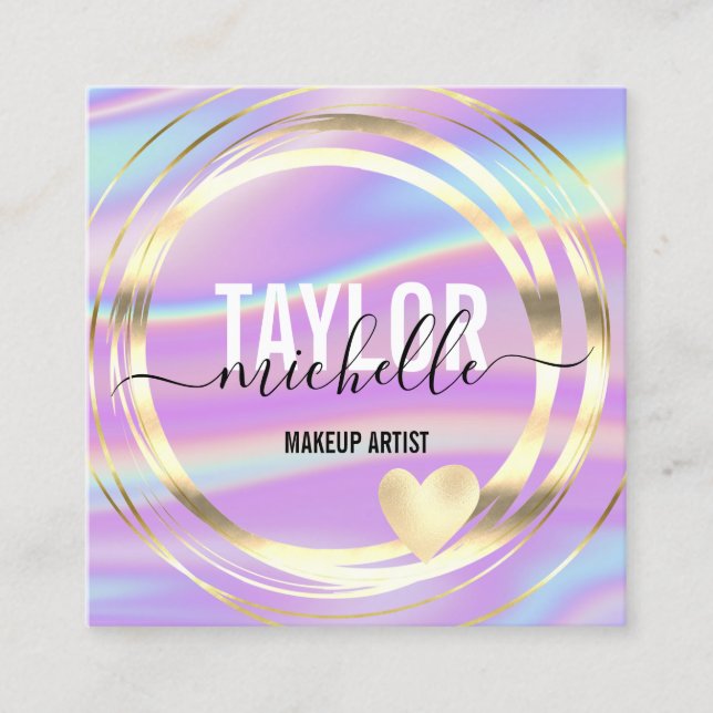 Carte De Visite Carré script moderne holographique parties scintillant c (Devant)