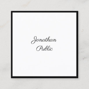 Carte De Visite Carré Script moderne professionnel noir blanc chic clair