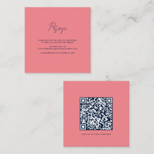 Carte De Visite Carré Script QR Code Mariage RSVP