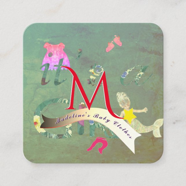 Carte De Visite Carré Seamstress Baby Clothes Business (Devant)