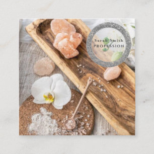 Carte De Visite Carré Sel de mer orchidées massage spa fleurs aromathéra