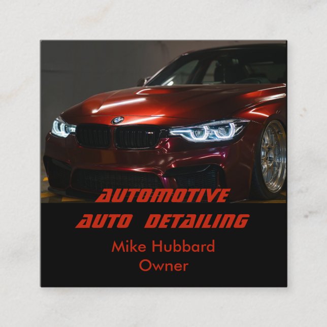 Carte De Visite Carré Service de détail automatique mobile professionnel (Devant)