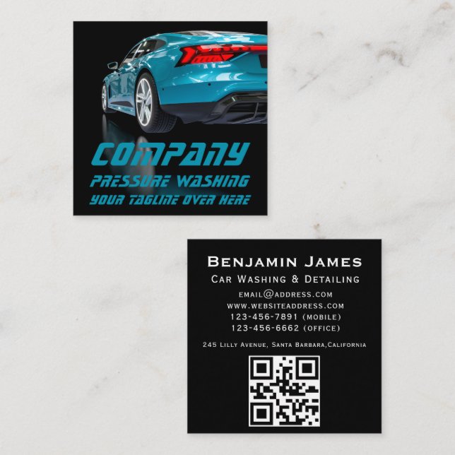 Carte De Visite Carré Service de détail automatique mobile professionnel (Devant / Derrière)