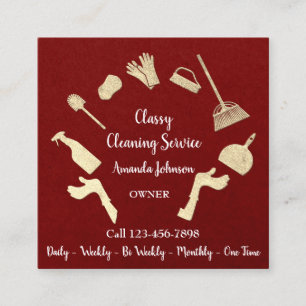 Carte De Visite Carré Service de nettoyage classique Logo Or Maid Kraft 