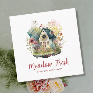 Carte De Visite Carré Service De Nettoyage Maison Cute Floral