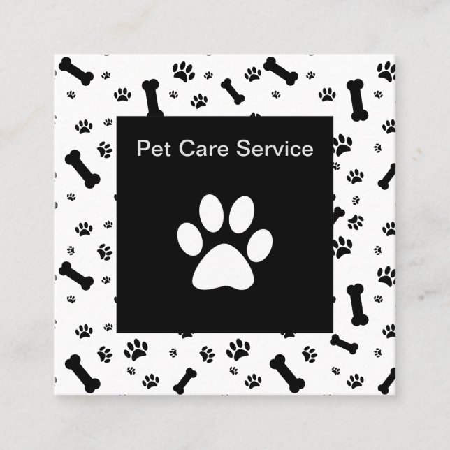 Carte De Visite Carré Service moderne pour animaux de compagnie Empreint (Devant)