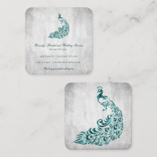Carte De Visite Carré Services de Mariage et de nuptiale Peacock turquoi