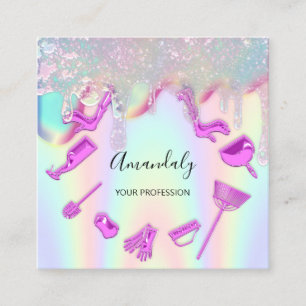 Carte De Visite Carré Services de nettoyage des maisons domestiques Logo