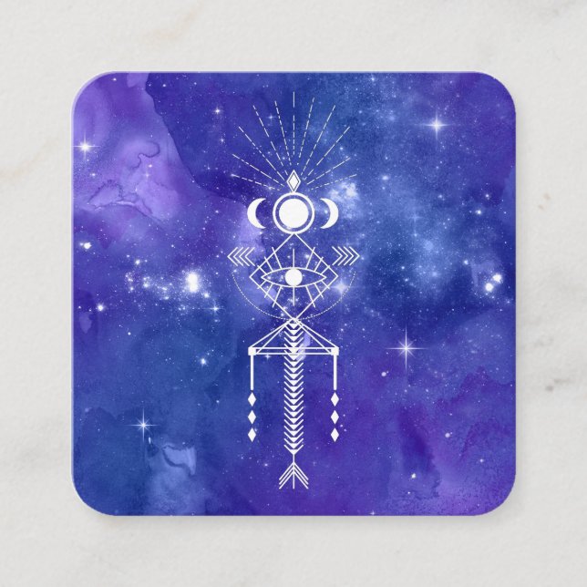Carte De Visite Carré *~* Shaman céleste sacré de la tribu aztèque cosmi (Devant)