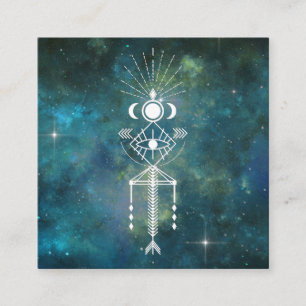 Carte De Visite Carré *~* Shaman cosmique céleste sacré de la tribu aztè