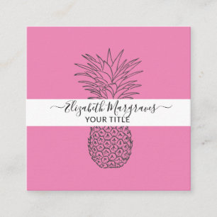 Carte De Visite Carré Signature moderne Ananas rose chaud