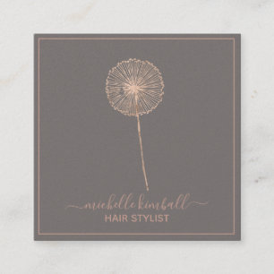 Carte De Visite Carré Signature rose or Dandelion   Entreprise carré
