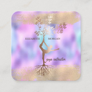 Carte De Visite Carré Silhouette Brush Strot Holographique Iridescente