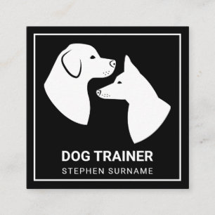 Carte De Visite Carré Silhouettes minimalistes de chien sur noir - Entra