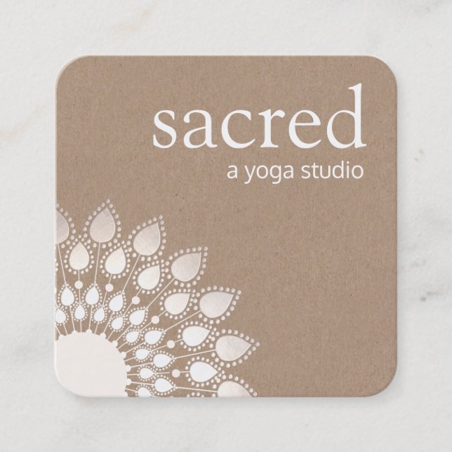 Carte De Visite Carré Silver Lotus Mandala Yoga et méditation (Devant)
