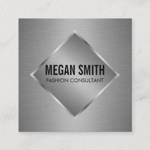 Carte De Visite Carré Silver Metallic Luxe