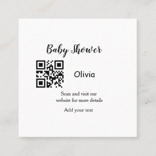 Carte De Visite Carré Simple baby shower site web code-barres QR ajouter