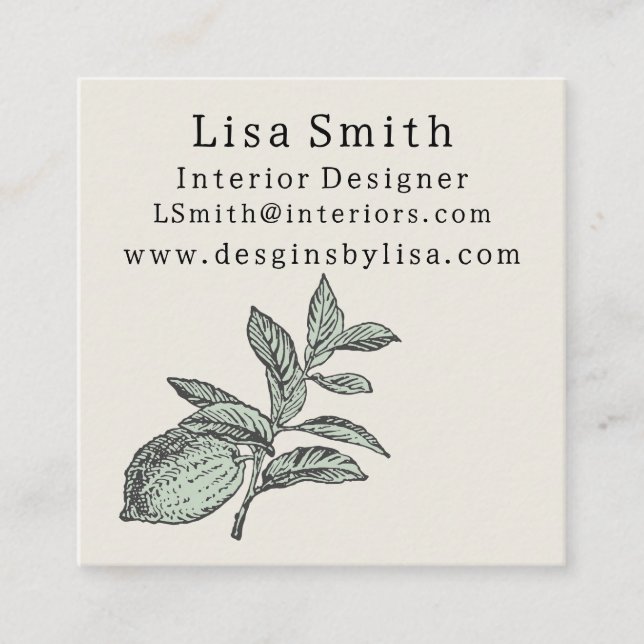 Carte De Visite Carré Simple Clean Lemon Business Card (Devant)