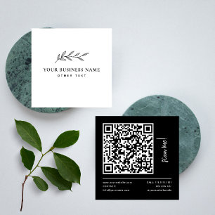 Carte De Visite Carré Simple élégance Botanique QR Custom Business