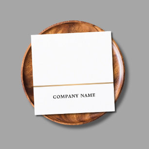 Carte De Visite Carré Simple Elégant Blanc Faux Gold Line Consultant