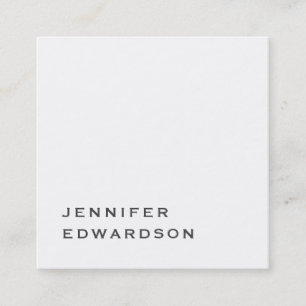 Carte De Visite Carré Simple élégant blanc minimaliste professionnel.