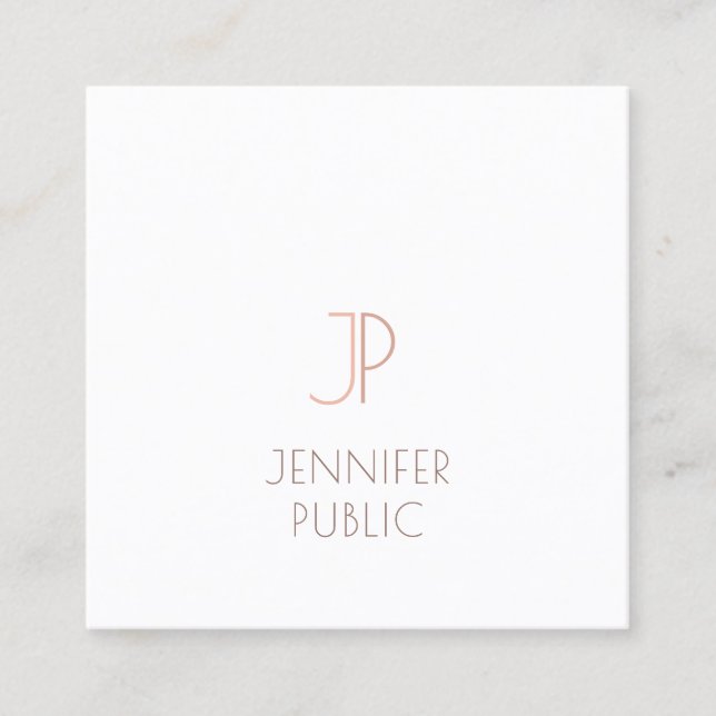 Carte De Visite Carré Simple Elegant Moderne Monogramme Design tendance  (Devant)