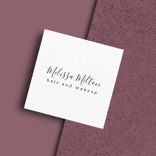 Carte De Visite Carré Simple Elégant noir blanc cheveux maquillage beaut