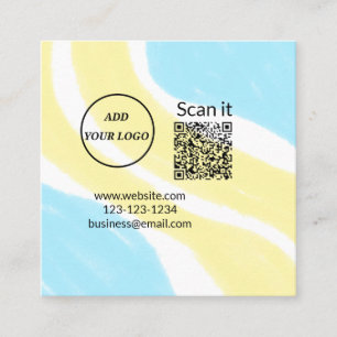 Carte De Visite Carré Simple minimum q r code ajouter logo code d'analys