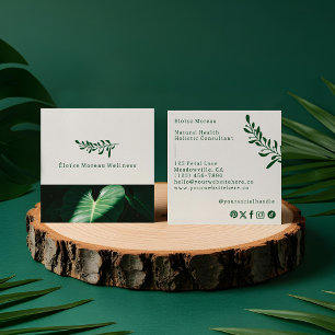 Carte De Visite Carré Simple Moderne Bien-être Spa Botanique Feuille Ver