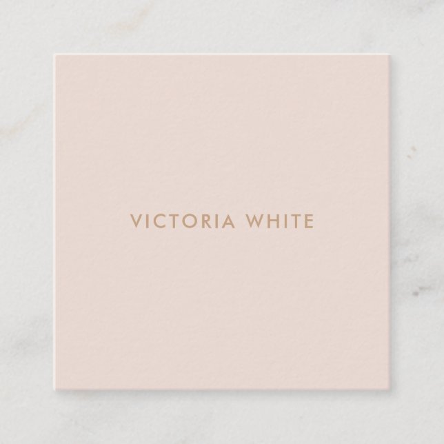 Carte De Visite Carré Simple Moderne Chic Unique Pale Blush (Devant)