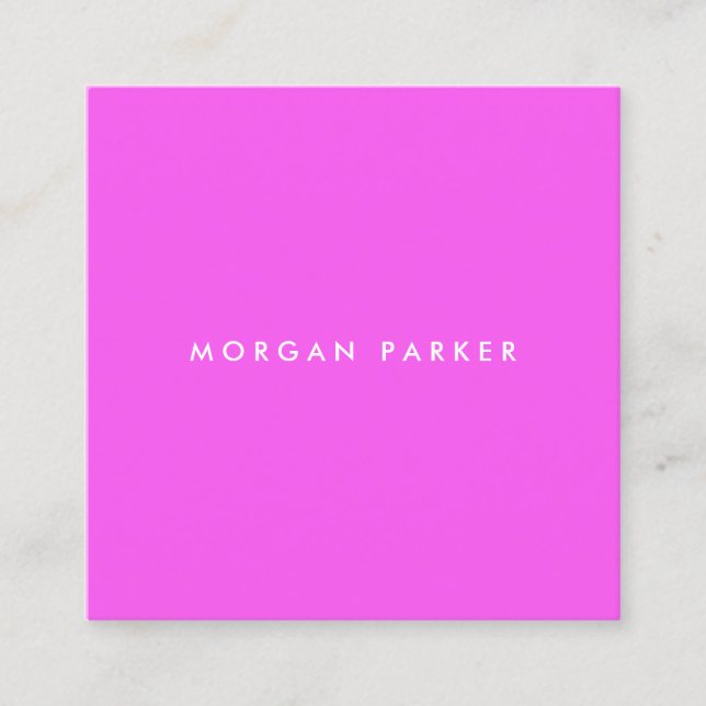 Carte De Visite Carré Simple moderne Professional Hot Pink Carré (Devant)