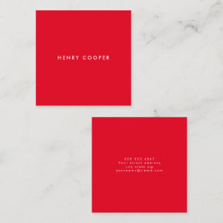 Carte De Visite Carré Simple professionnel moderne rouge