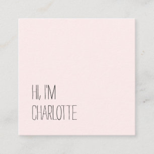 Carte De Visite Carré Simple rose pastel minimaliste tendance