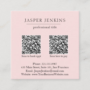 Carte De Visite Carré Simple rose Professionnel Minimal QR Code moderne