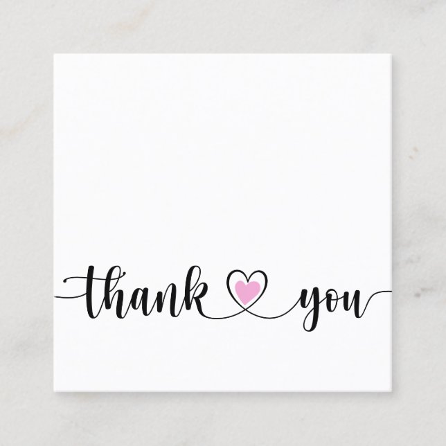 Carte De Visite Carré simple script moderne merci pour votre commande (Devant)