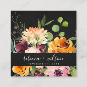 CARTE DE VISITE CARRÉ SITE MARIAGE BLACK YELLOW ORANGE FLORA BUNCH