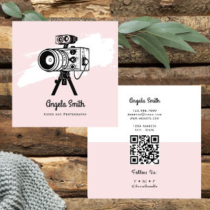 Carte De Visite Carré Site Web Branché Rose pour Vidéo et Photographie