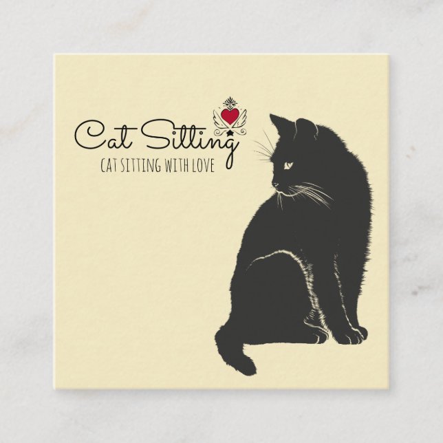 Carte De Visite Carré Sitter Cat (Devant)