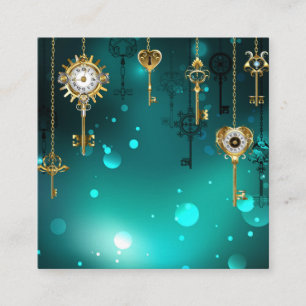 Carte De Visite Carré Skeleton Keys on Green Background