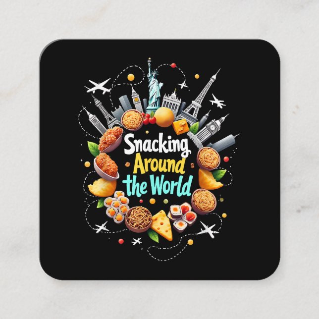 Carte De Visite Carré Snacking Autour Du Monde Fast Food Travel Travele (Devant)