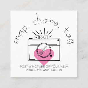 Carte De Visite Carré Snap Share Tag Camera Coeur Social Media Business